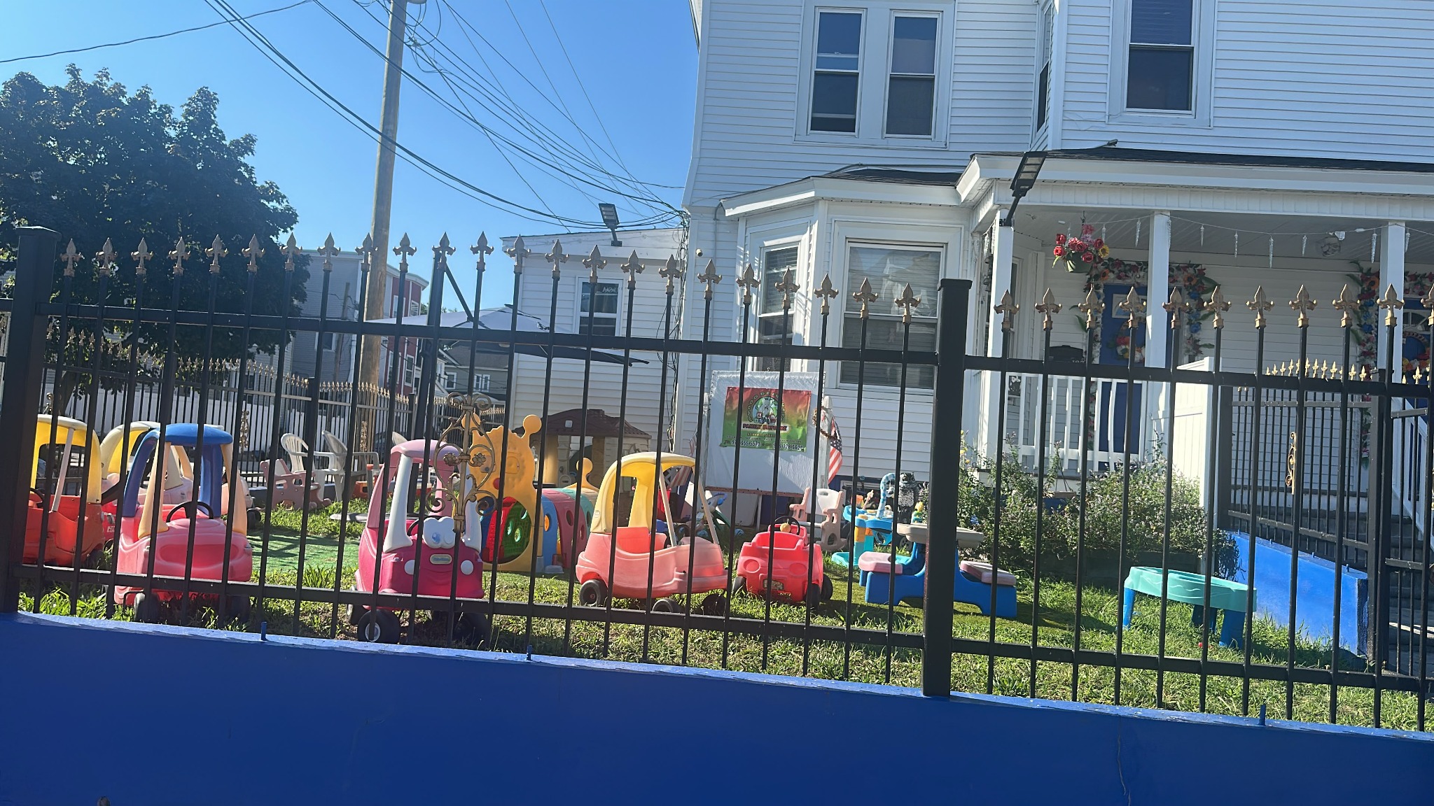 Secure fenced play yard